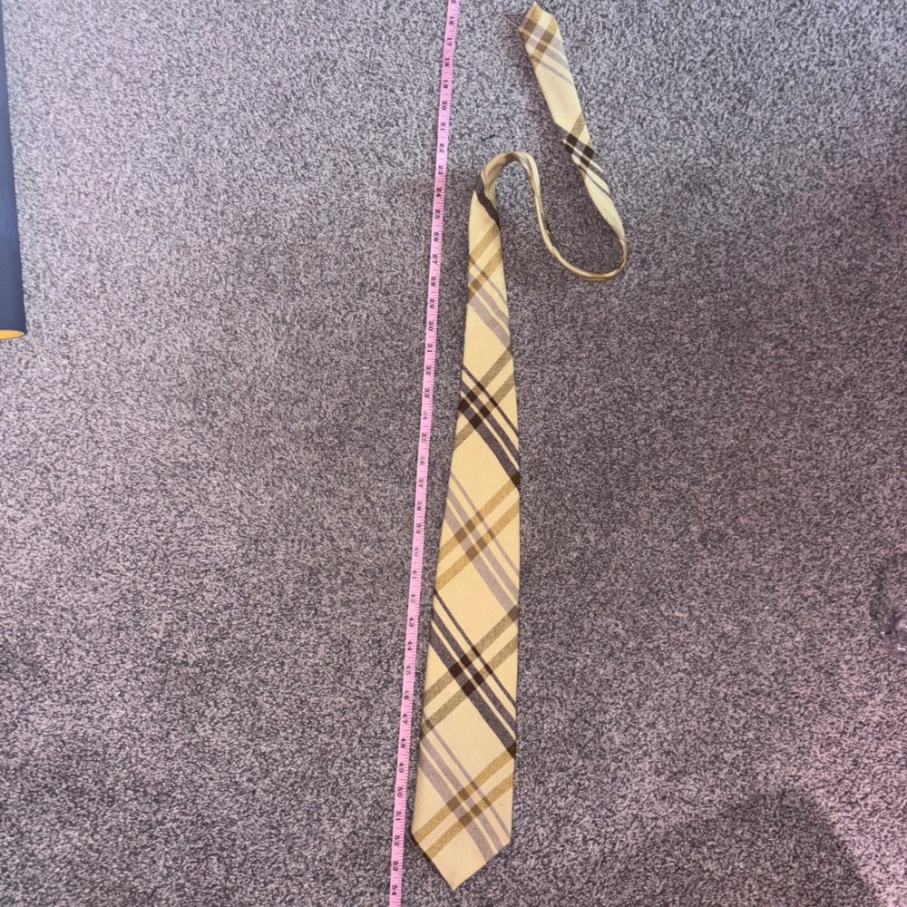 Glenrothes Plaids‎ Necktie Mens OS Yellow Plaid All Wool Made In Scotland Preppy